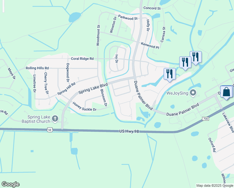 map of restaurants, bars, coffee shops, grocery stores, and more near 133 Oak Knolls Circle in Sebring