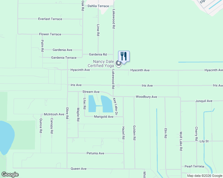 map of restaurants, bars, coffee shops, grocery stores, and more near 5616 Lakewood Road in Sebring