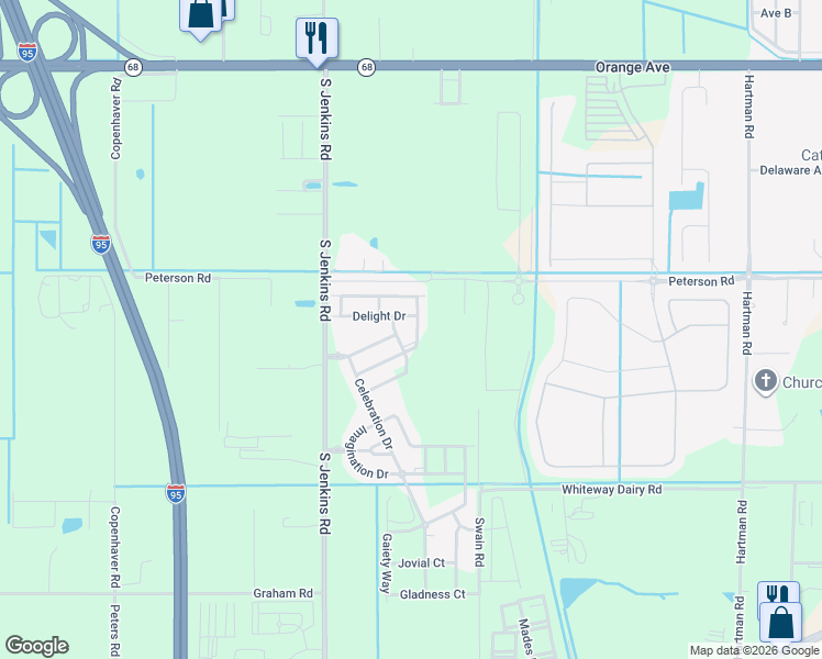 map of restaurants, bars, coffee shops, grocery stores, and more near 5319 Entertainment Way in Fort Pierce