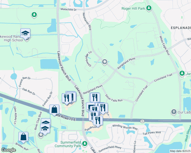 map of restaurants, bars, coffee shops, grocery stores, and more near 11705 Evening Walk Drive in Lakewood Ranch