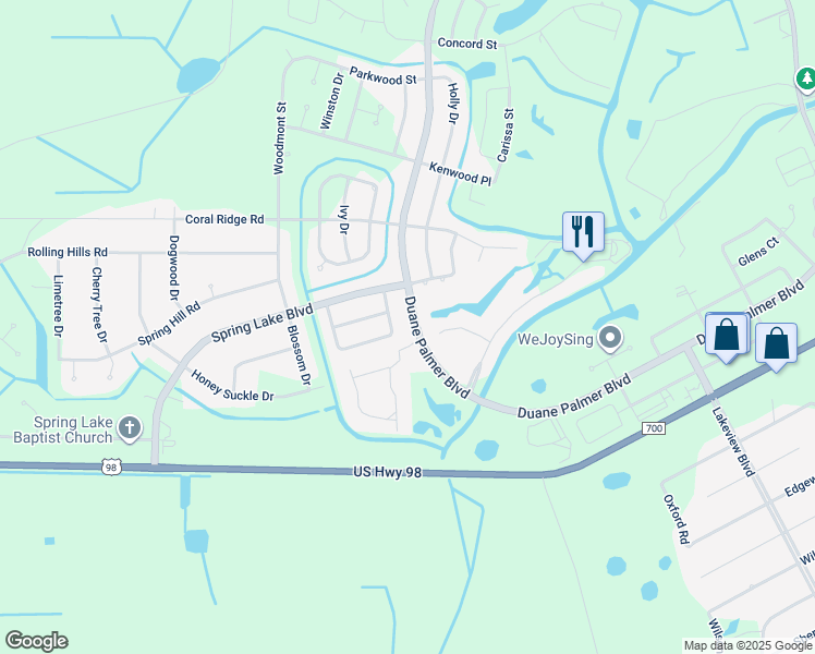 map of restaurants, bars, coffee shops, grocery stores, and more near 766 Duane Palmer Boulevard in Sebring