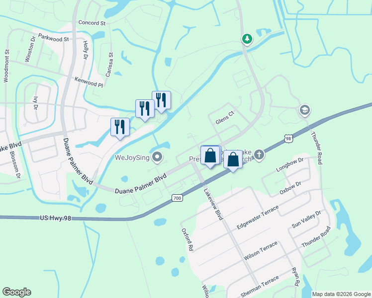 map of restaurants, bars, coffee shops, grocery stores, and more near 6133 Pebble Ln in Sebring