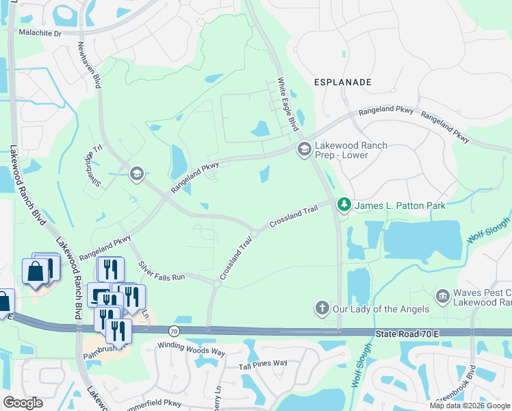 map of restaurants, bars, coffee shops, grocery stores, and more near 6045 White Eagle Boulevard in Bradenton