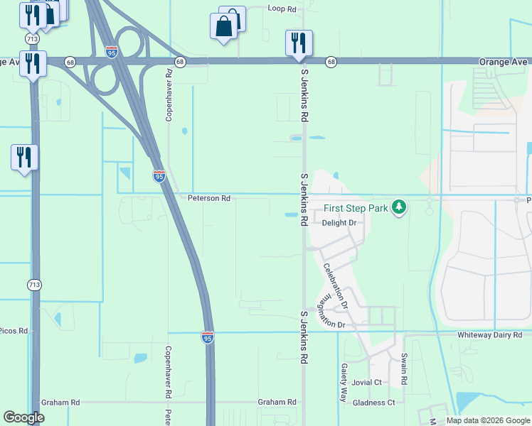 map of restaurants, bars, coffee shops, grocery stores, and more near 5999 Peterson Road in Fort Pierce