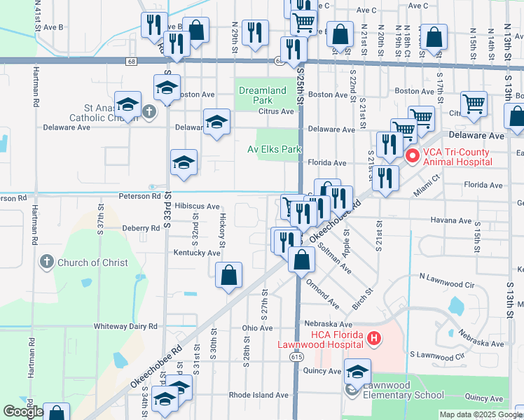 map of restaurants, bars, coffee shops, grocery stores, and more near 903 South 27th Street in Fort Pierce