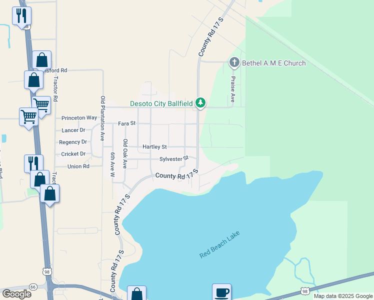 map of restaurants, bars, coffee shops, grocery stores, and more near 5902 Highland Street in Sebring