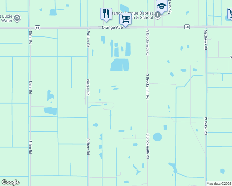 map of restaurants, bars, coffee shops, grocery stores, and more near 1138 Pulitzer Road in Fort Pierce