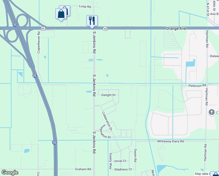 map of restaurants, bars, coffee shops, grocery stores, and more near 5416 Amusement Avenue in Fort Pierce