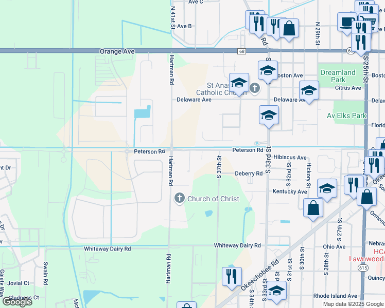 map of restaurants, bars, coffee shops, grocery stores, and more near 800 South 40th Court in Fort Pierce