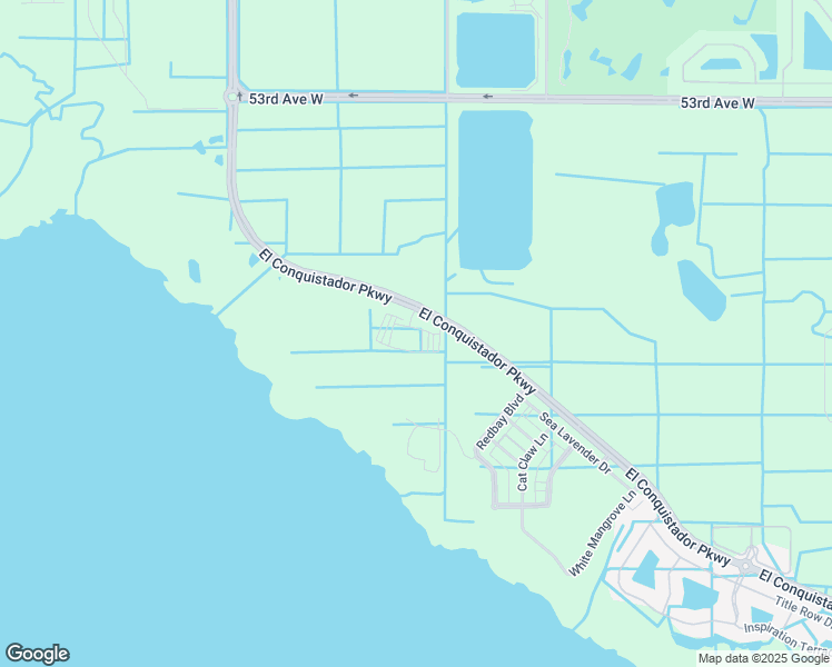 map of restaurants, bars, coffee shops, grocery stores, and more near El Conquistador Pkwy in Bradenton