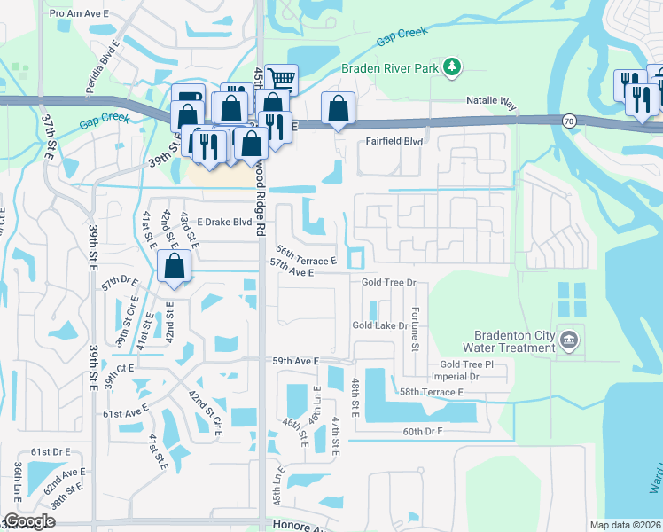 map of restaurants, bars, coffee shops, grocery stores, and more near 4725 Arbor Gate Drive in Bradenton