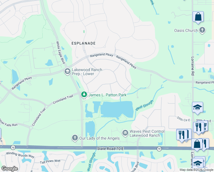 map of restaurants, bars, coffee shops, grocery stores, and more near 5612 Cloverleaf Run in Bradenton