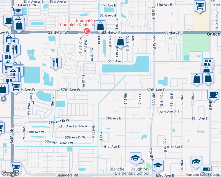 map of restaurants, bars, coffee shops, grocery stores, and more near 109 H Street in Bradenton