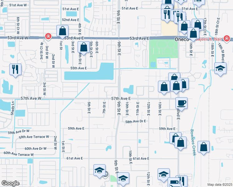 map of restaurants, bars, coffee shops, grocery stores, and more near in Manatee County