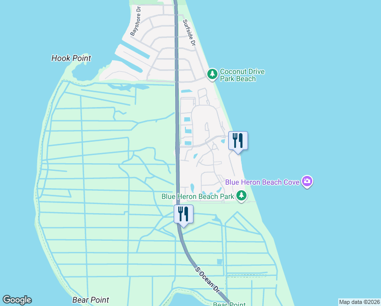 map of restaurants, bars, coffee shops, grocery stores, and more near 301 South Compass Drive in Fort Pierce