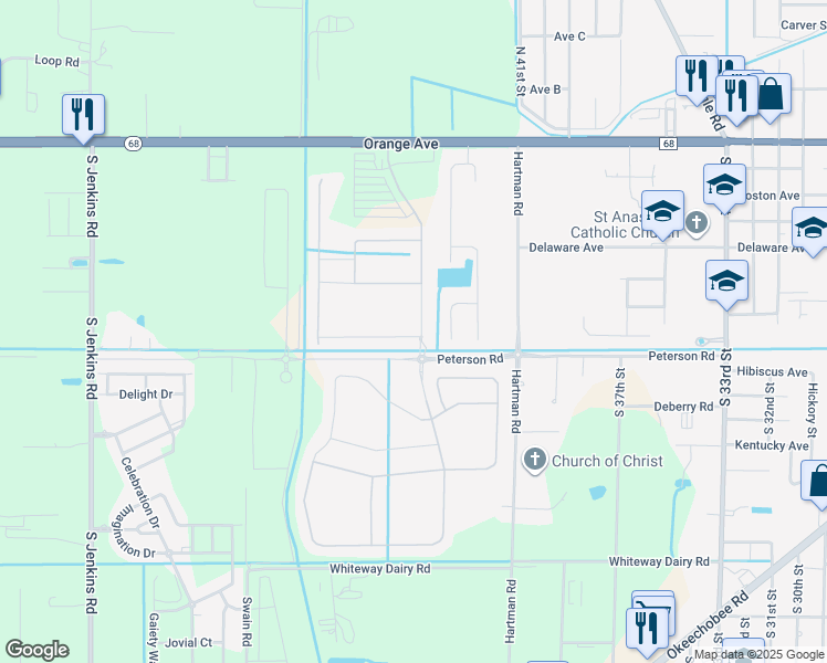 map of restaurants, bars, coffee shops, grocery stores, and more near 799 Bent Creek Drive in Fort Pierce