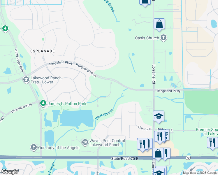 map of restaurants, bars, coffee shops, grocery stores, and more near 13815 Swiftwater Way in Bradenton