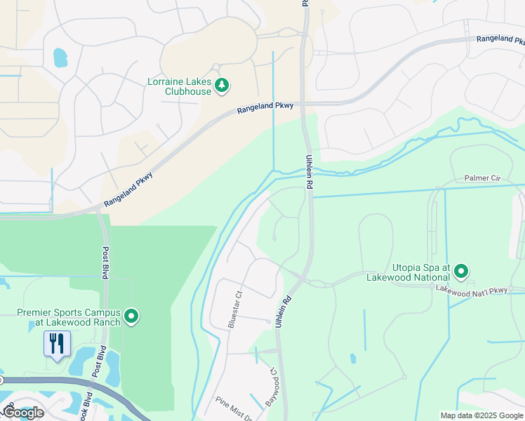 map of restaurants, bars, coffee shops, grocery stores, and more near Uihlein Road in Bradenton