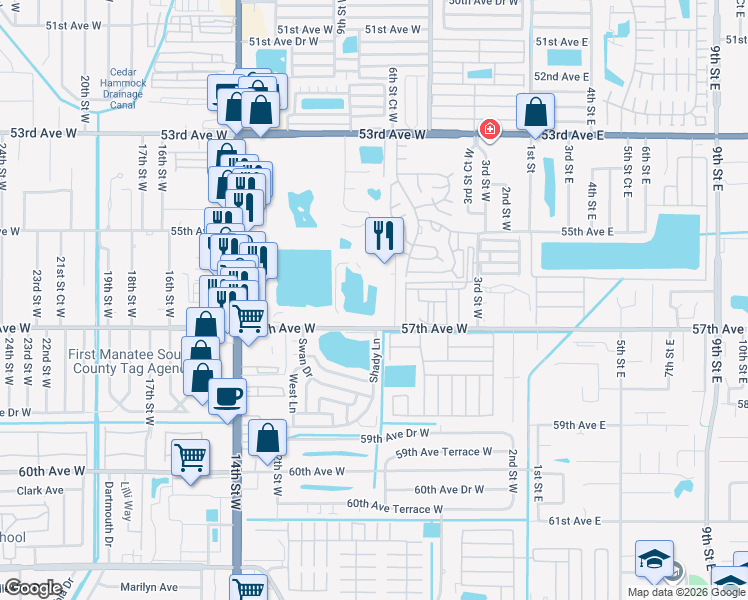 map of restaurants, bars, coffee shops, grocery stores, and more near in Bayshore Gardens
