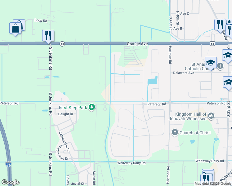 map of restaurants, bars, coffee shops, grocery stores, and more near 4229 Troon Place in Fort Pierce
