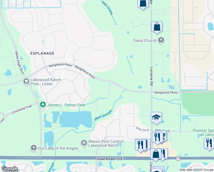 map of restaurants, bars, coffee shops, grocery stores, and more near 13815 Swiftwater Way in Bradenton