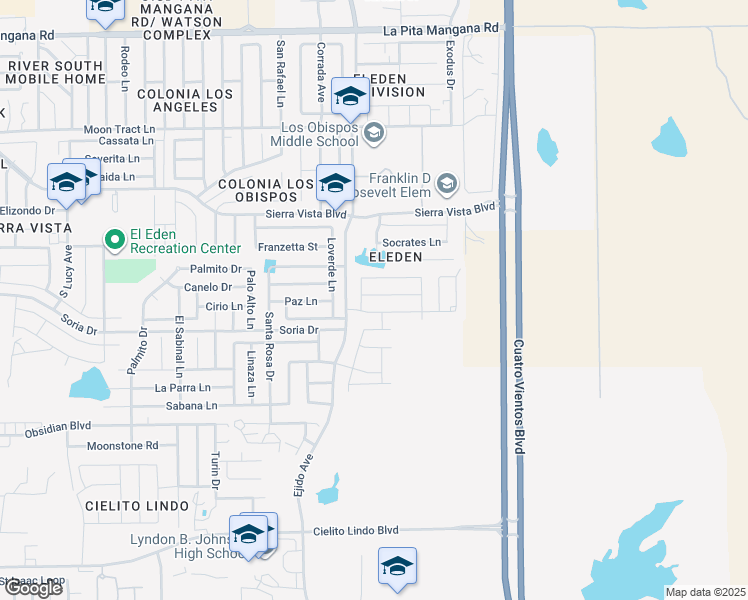 map of restaurants, bars, coffee shops, grocery stores, and more near 5005 Balcones Drive in Laredo