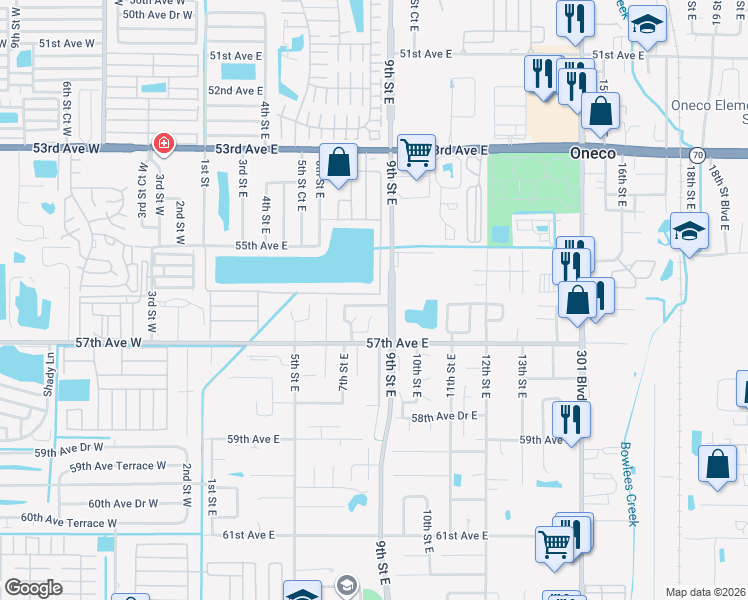 map of restaurants, bars, coffee shops, grocery stores, and more near 279 A Street in Bradenton