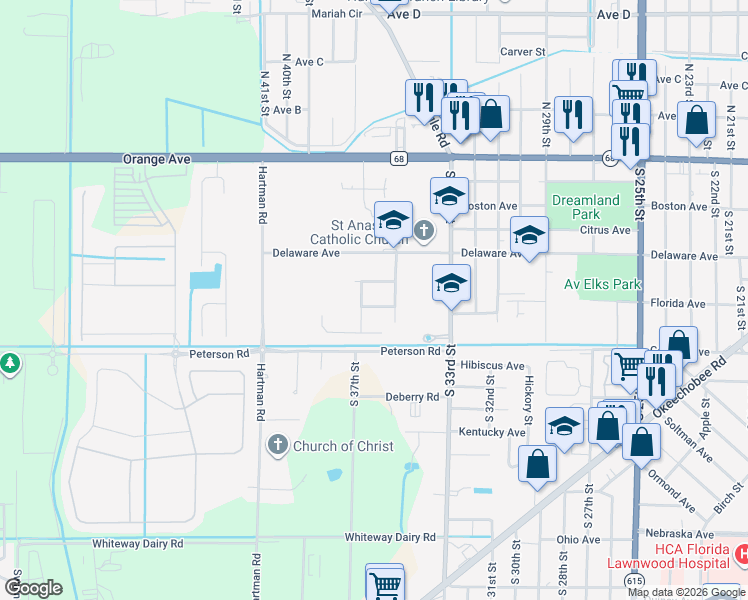 map of restaurants, bars, coffee shops, grocery stores, and more near 3403 Menendez Avenue in Fort Pierce