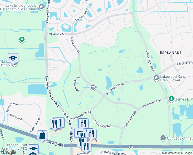 map of restaurants, bars, coffee shops, grocery stores, and more near 11832 Sky Acres Terrace in Bradenton