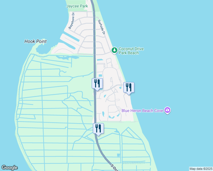 map of restaurants, bars, coffee shops, grocery stores, and more near 2400 South Ocean Drive in Fort Pierce