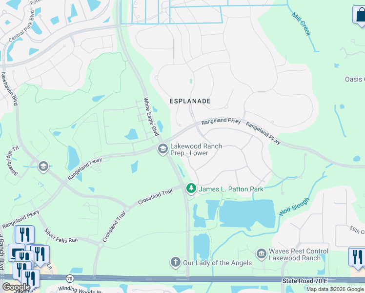 map of restaurants, bars, coffee shops, grocery stores, and more near 5510 Goodpasture Glen in Bradenton