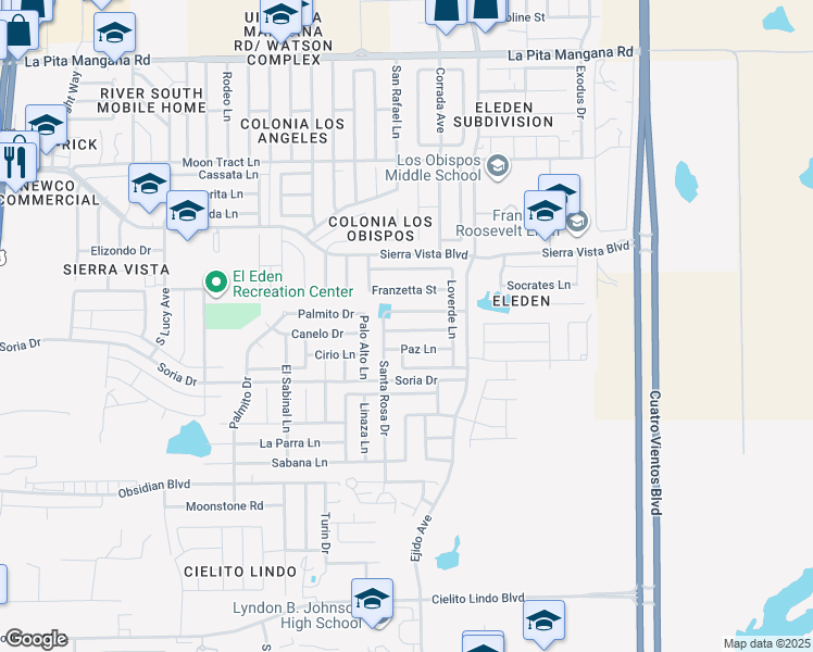 map of restaurants, bars, coffee shops, grocery stores, and more near 4914 San Felipe Lane in Laredo
