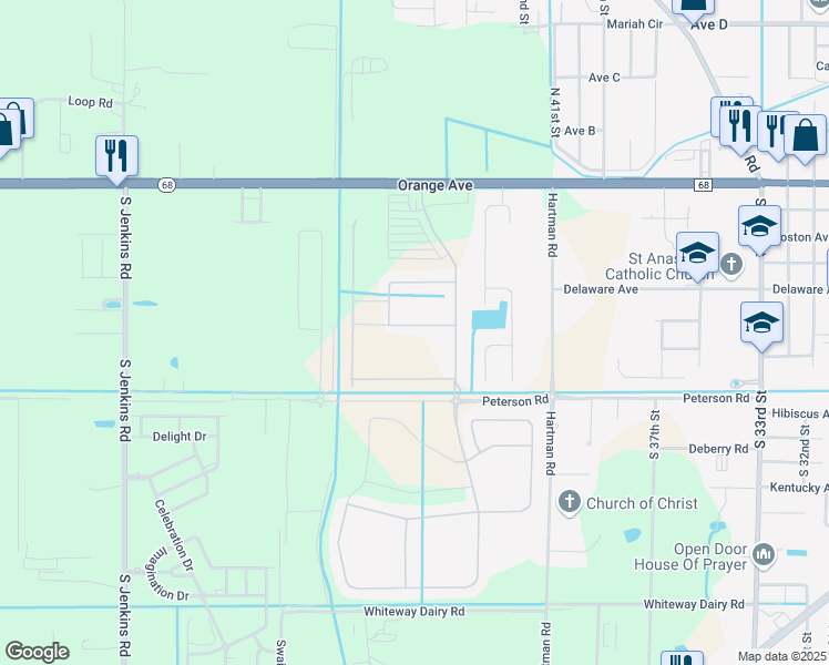 map of restaurants, bars, coffee shops, grocery stores, and more near 4217 Troon Place in Fort Pierce