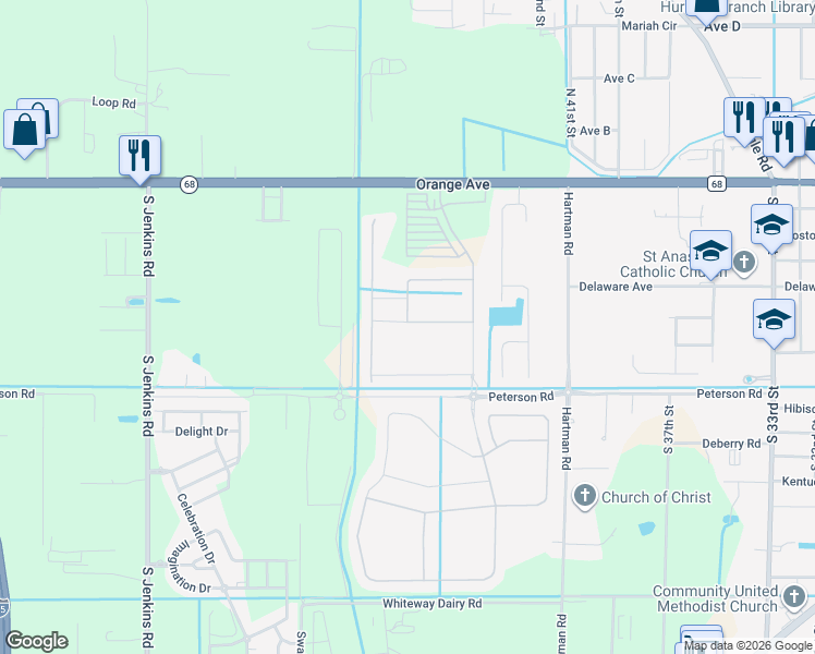 map of restaurants, bars, coffee shops, grocery stores, and more near 4229 Troon Place in Fort Pierce