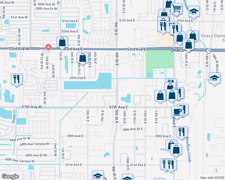 map of restaurants, bars, coffee shops, grocery stores, and more near 279 A Street in Bradenton