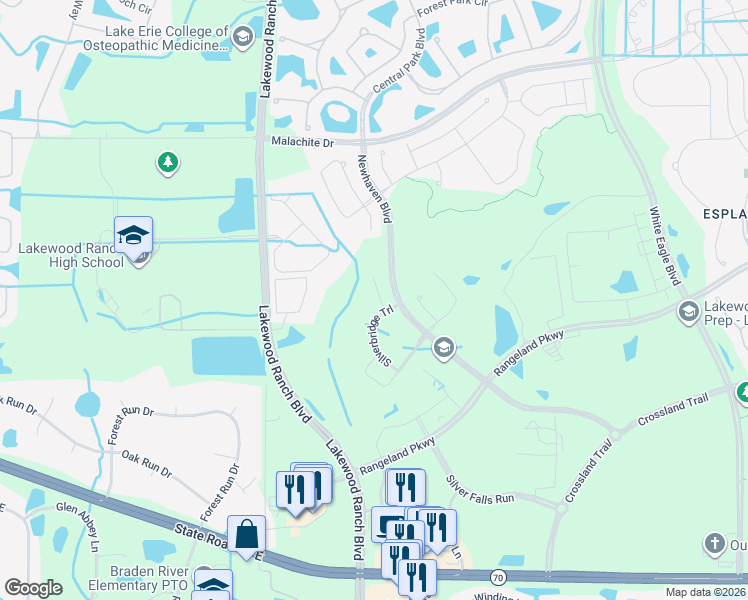 map of restaurants, bars, coffee shops, grocery stores, and more near 5544 Coachwood Cove in Bradenton