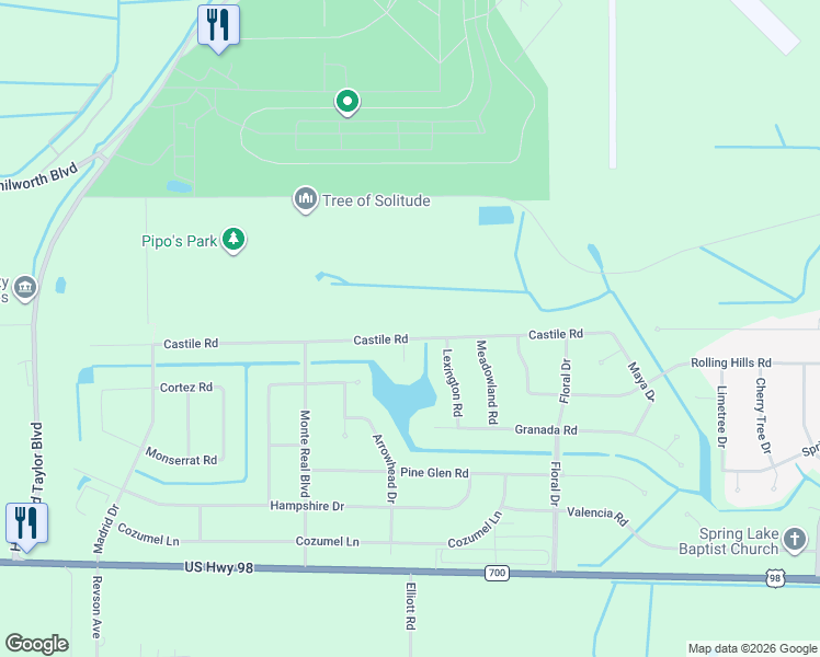 map of restaurants, bars, coffee shops, grocery stores, and more near 8217 Castile Road in Sebring