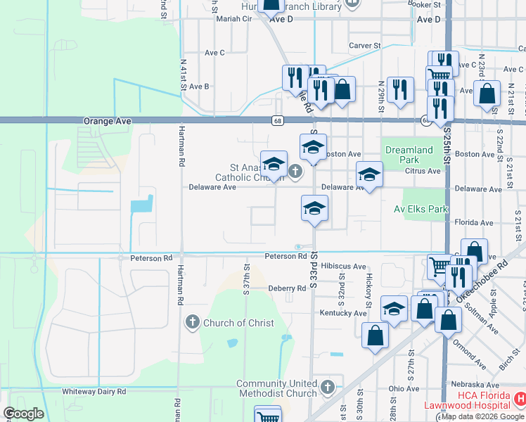 map of restaurants, bars, coffee shops, grocery stores, and more near 3403 Menendez Avenue in Fort Pierce