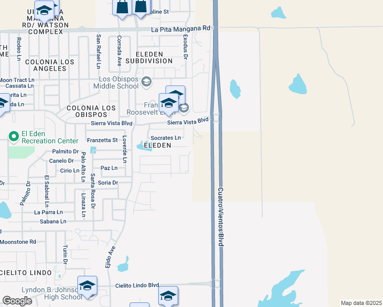 map of restaurants, bars, coffee shops, grocery stores, and more near 7049 Balcones Dr in Laredo