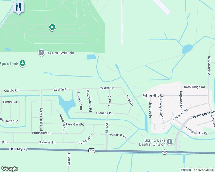 map of restaurants, bars, coffee shops, grocery stores, and more near 7901 Castile Road in Sebring