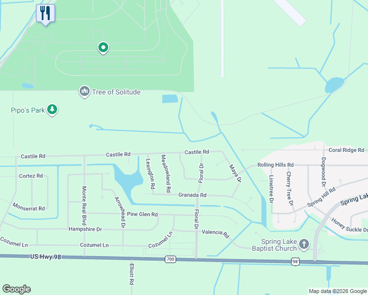 map of restaurants, bars, coffee shops, grocery stores, and more near 7933 Castile Rd in Sebring