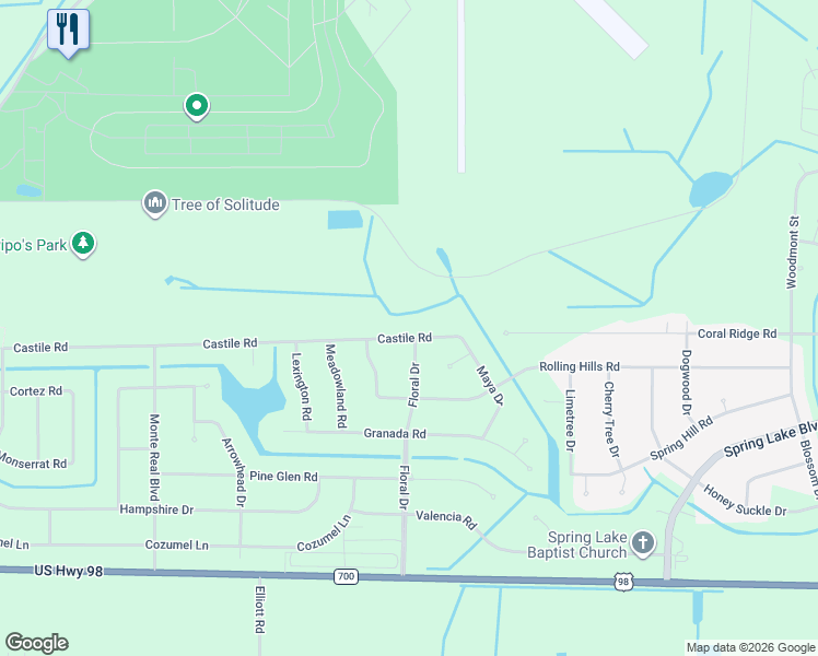 map of restaurants, bars, coffee shops, grocery stores, and more near 7901 Castile Road in Sebring