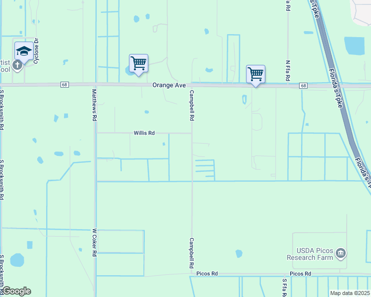map of restaurants, bars, coffee shops, grocery stores, and more near 661 Campbell Road in Fort Pierce