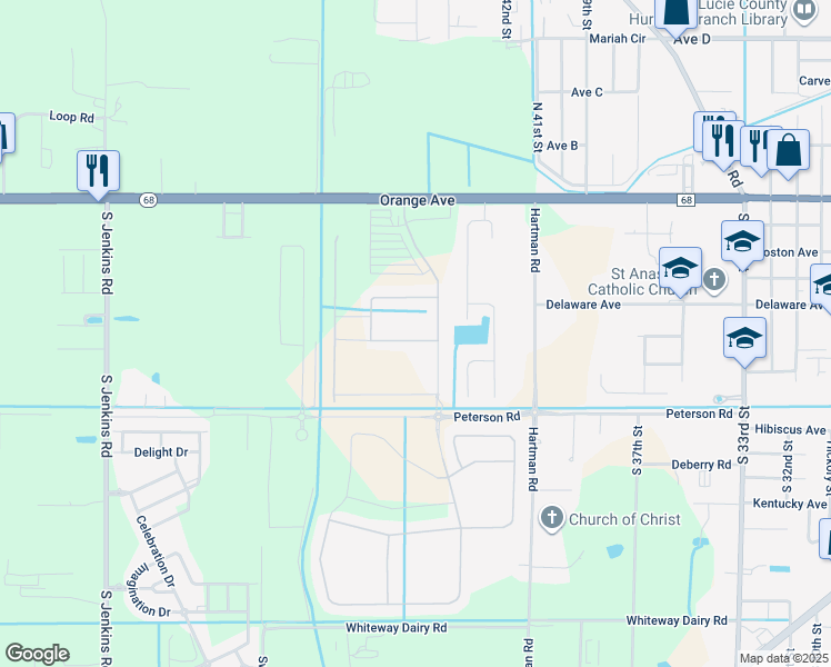 map of restaurants, bars, coffee shops, grocery stores, and more near 4217 Troon Place in Fort Pierce
