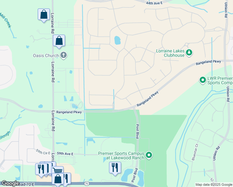 map of restaurants, bars, coffee shops, grocery stores, and more near in Lakewood Ranch