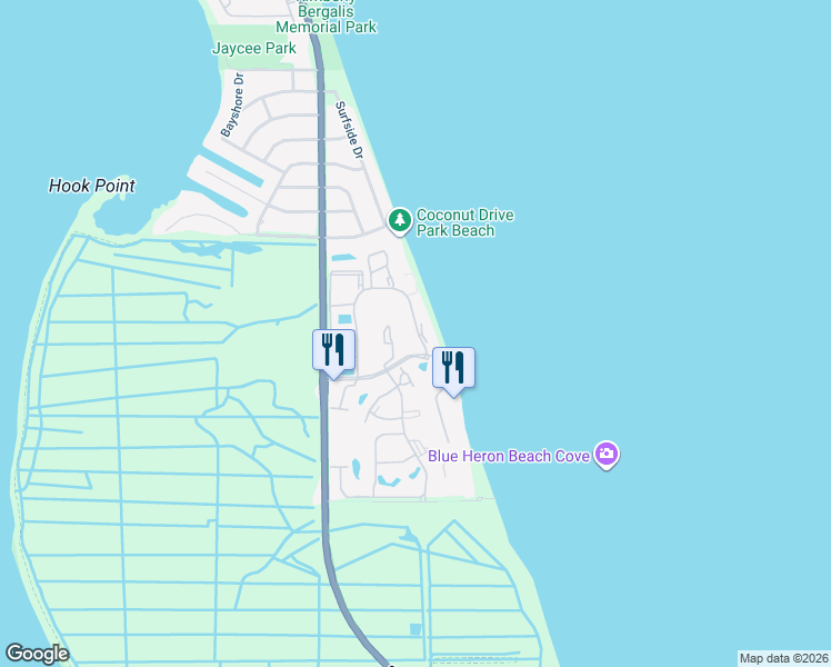 map of restaurants, bars, coffee shops, grocery stores, and more near 2400 South Ocean Drive in Fort Pierce