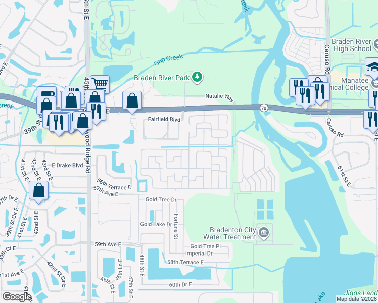 map of restaurants, bars, coffee shops, grocery stores, and more near Michael Drive in Manatee County