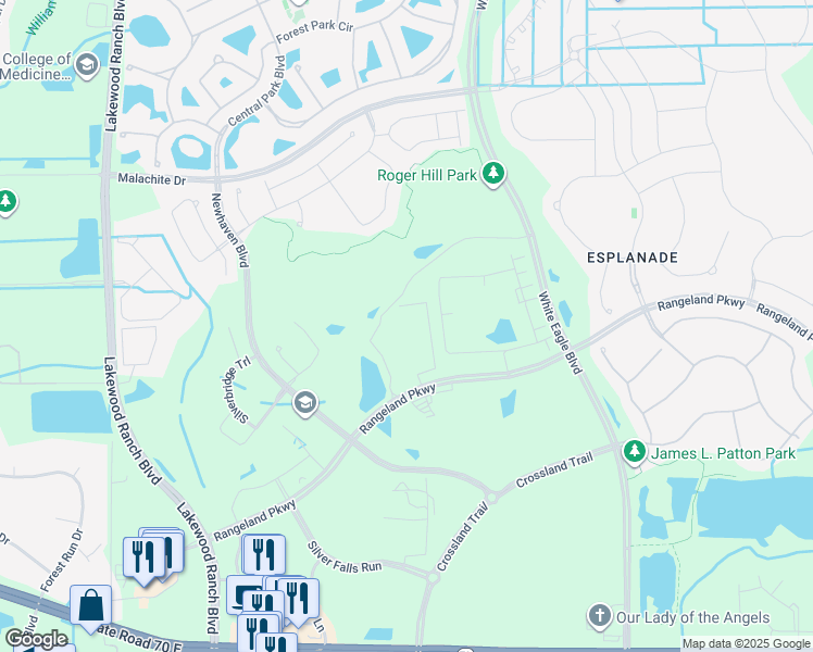 map of restaurants, bars, coffee shops, grocery stores, and more near 12205 Center Ice Parkway in Bradenton