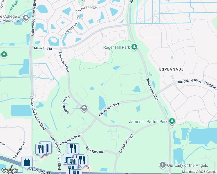 map of restaurants, bars, coffee shops, grocery stores, and more near 12205 Center Ice Parkway in Bradenton