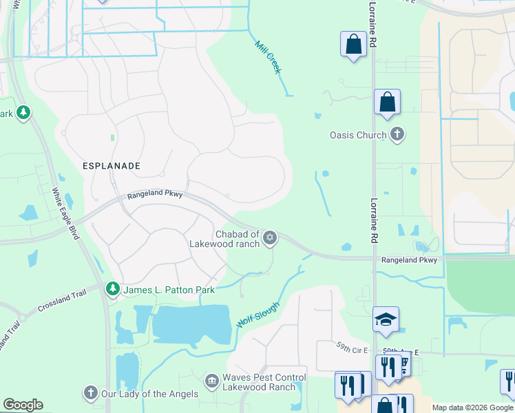 map of restaurants, bars, coffee shops, grocery stores, and more near 13732 Messina Loop in Bradenton